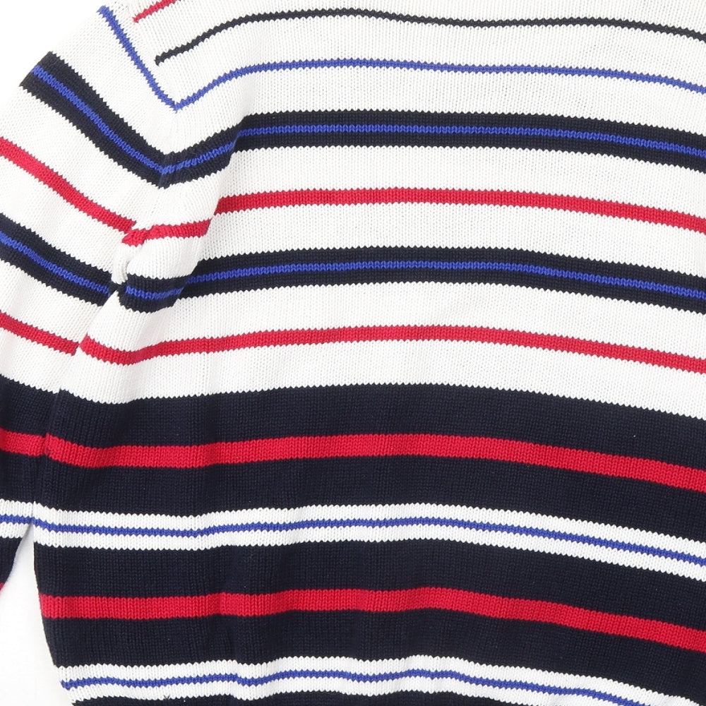 EWM Womens Multicoloured Round Neck Striped Cotton Pullover Jumper Size 18
