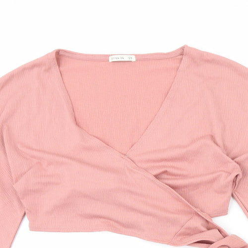 Cotton:On Womens Pink V-Neck Polyester Cardigan Jumper Size S