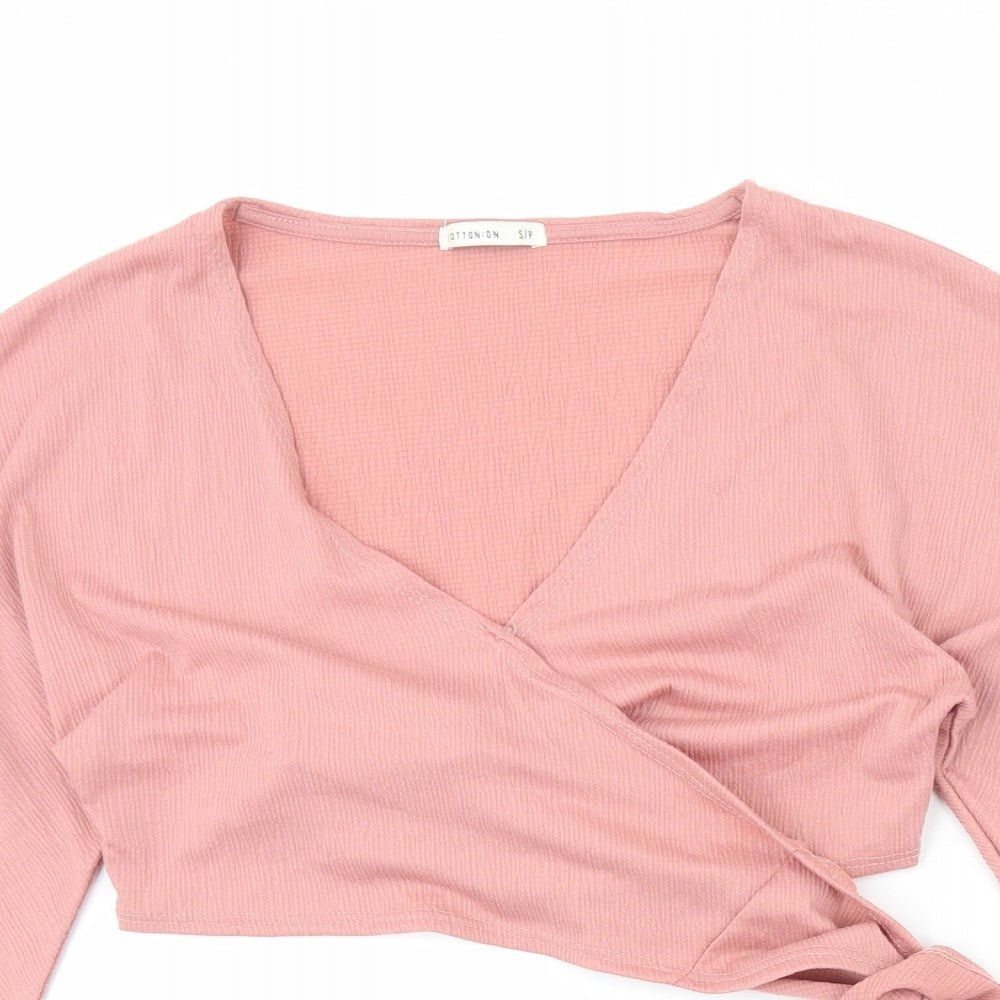 Cotton:On Womens Pink V-Neck Polyester Cardigan Jumper Size S