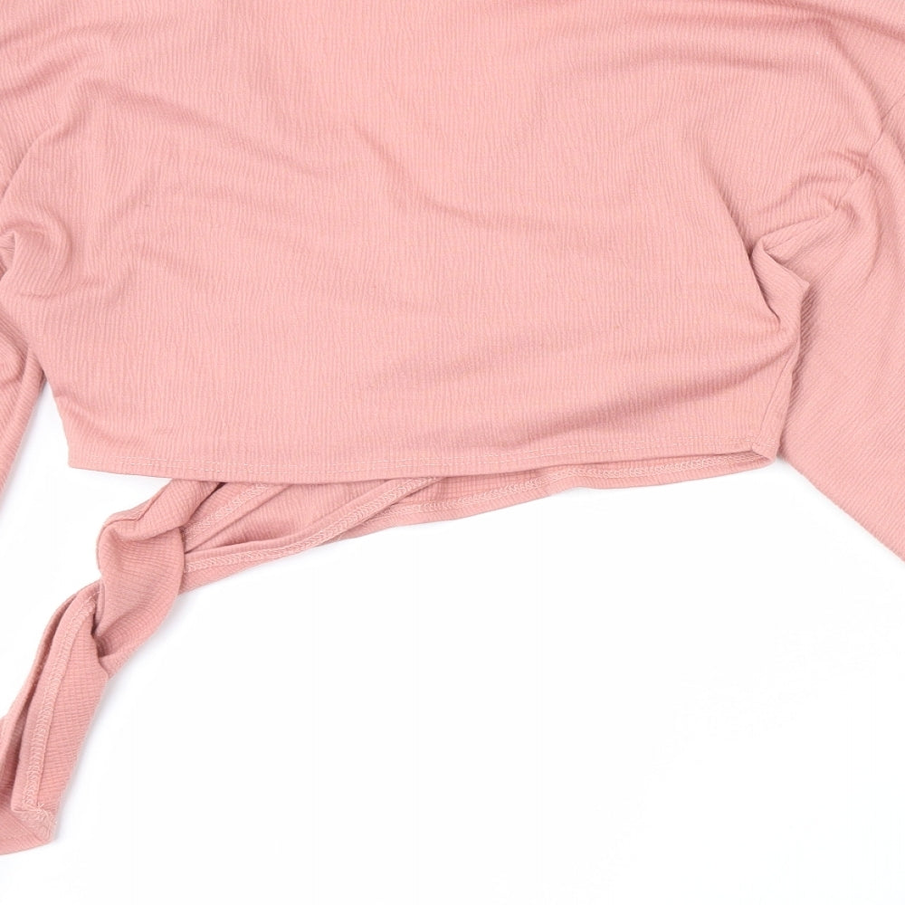 Cotton:On Womens Pink V-Neck Polyester Cardigan Jumper Size S