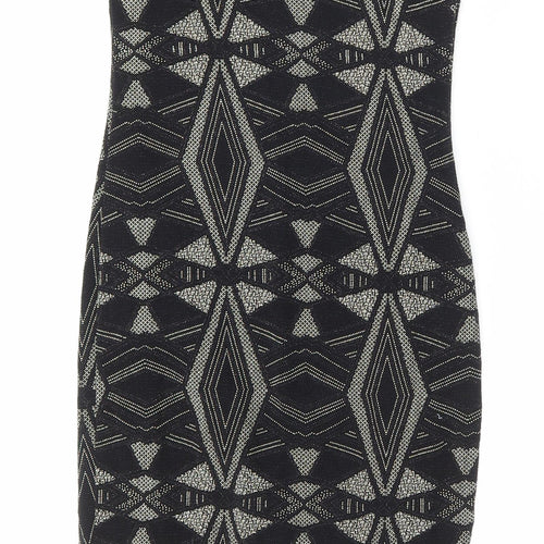 New Look Womens Black Nylon Bodycon Size 6 Scoop Neck
