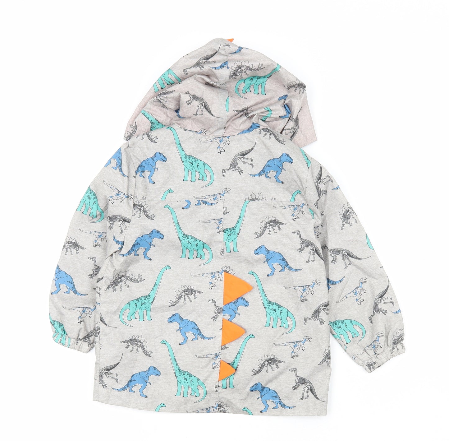 F&F Boys Grey Geometric Rain Coat Coat Size 2-3 Years - Dinosaur