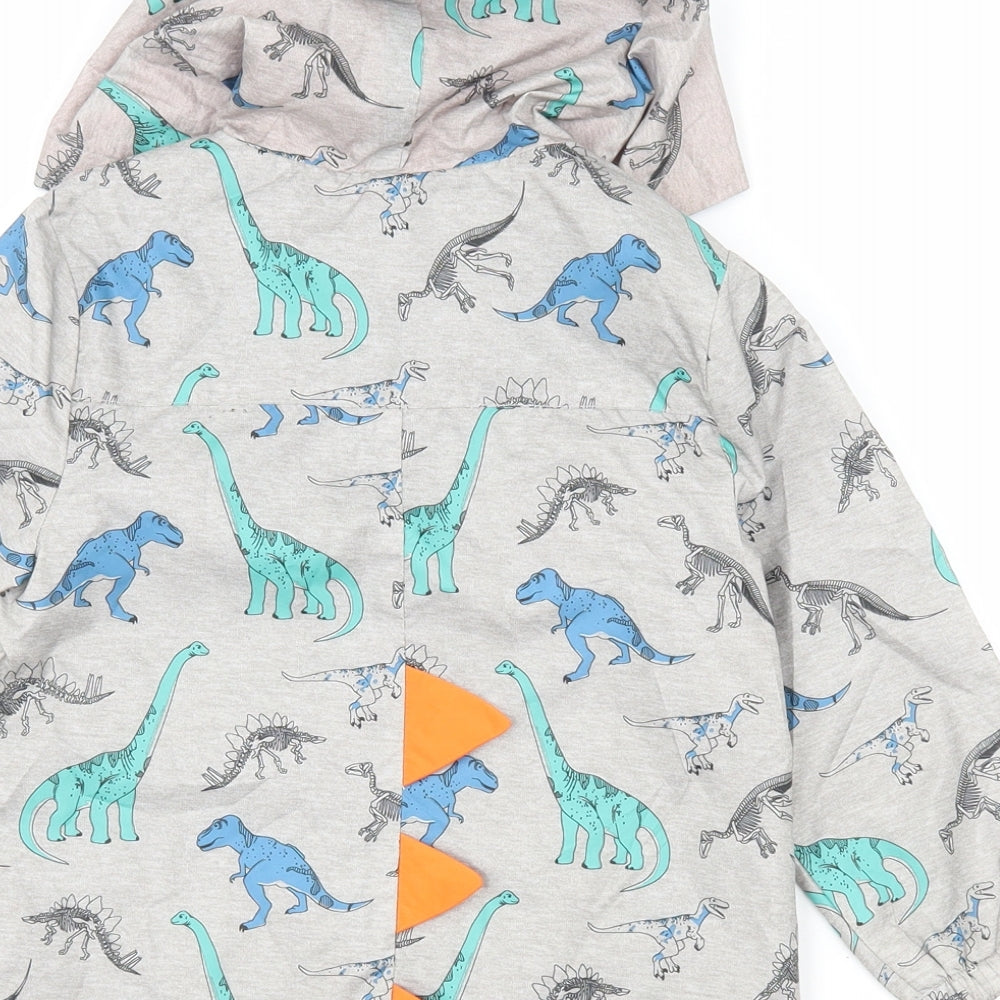 F&F Boys Grey Geometric Rain Coat Coat Size 2-3 Years - Dinosaur