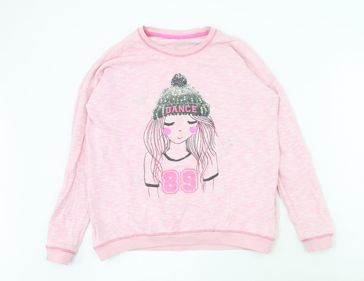 George Girls Pink Cotton Pullover Sweatshirt Size 13-14 Years - 89