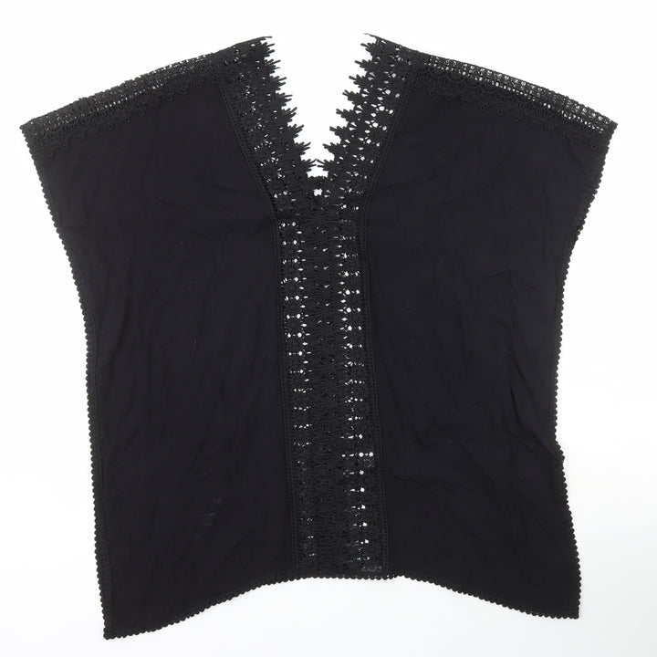 New Look Womens Black Viscose Basic Blouse Size S V-Neck