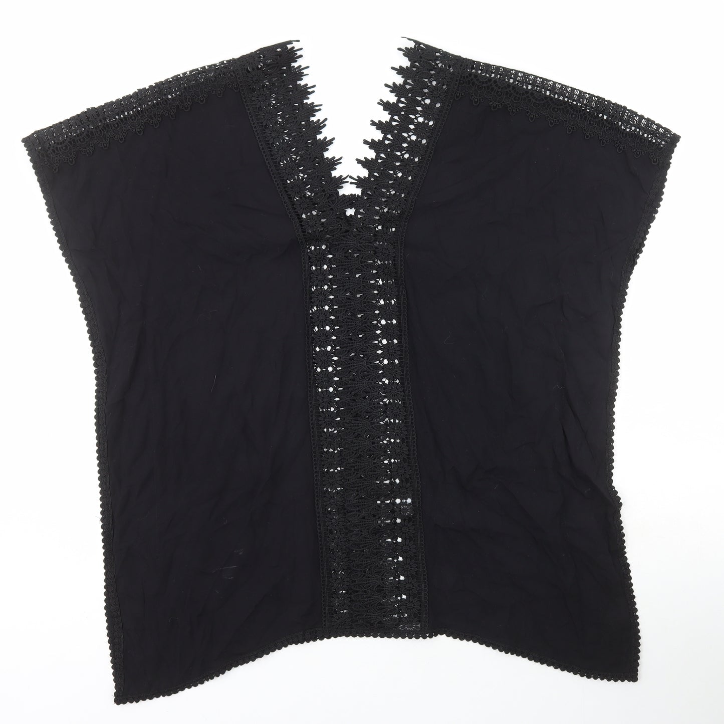 New Look Womens Black Viscose Basic Blouse Size S V-Neck