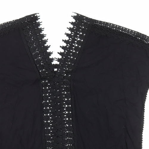 New Look Womens Black Viscose Basic Blouse Size S V-Neck