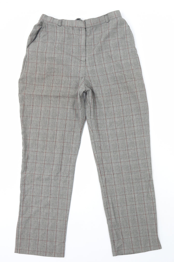 Berkertex Womens Grey Plaid Polyester Trousers Size 12 L27 in Regular