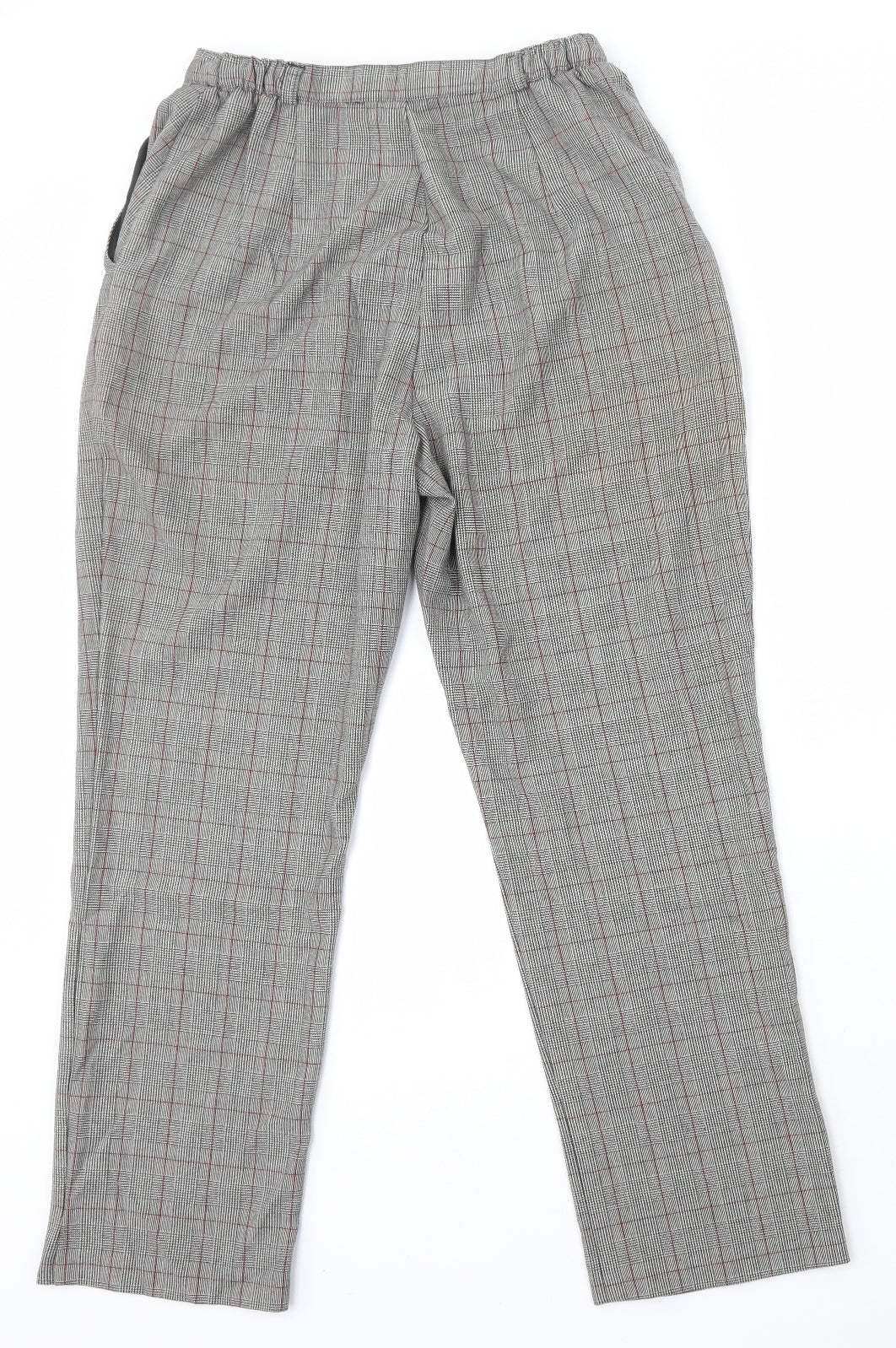 Berkertex Womens Grey Plaid Polyester Trousers Size 12 L27 in Regular