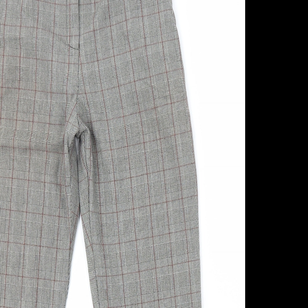 Berkertex Womens Grey Plaid Polyester Trousers Size 12 L27 in Regular