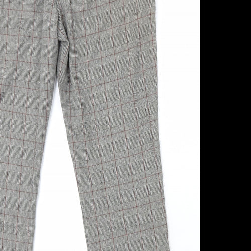 Berkertex Womens Grey Plaid Polyester Trousers Size 12 L27 in Regular