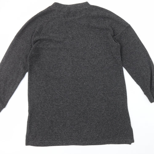 F&F Womens Grey Round Neck Animal Print Polyester Pullover Jumper Size 12 - Stars