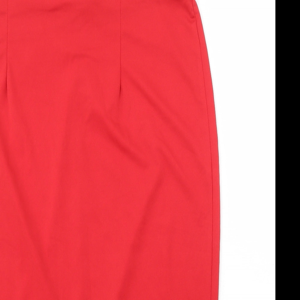 Preworn Womens Red Polyester Straight & Pencil Skirt Size L
