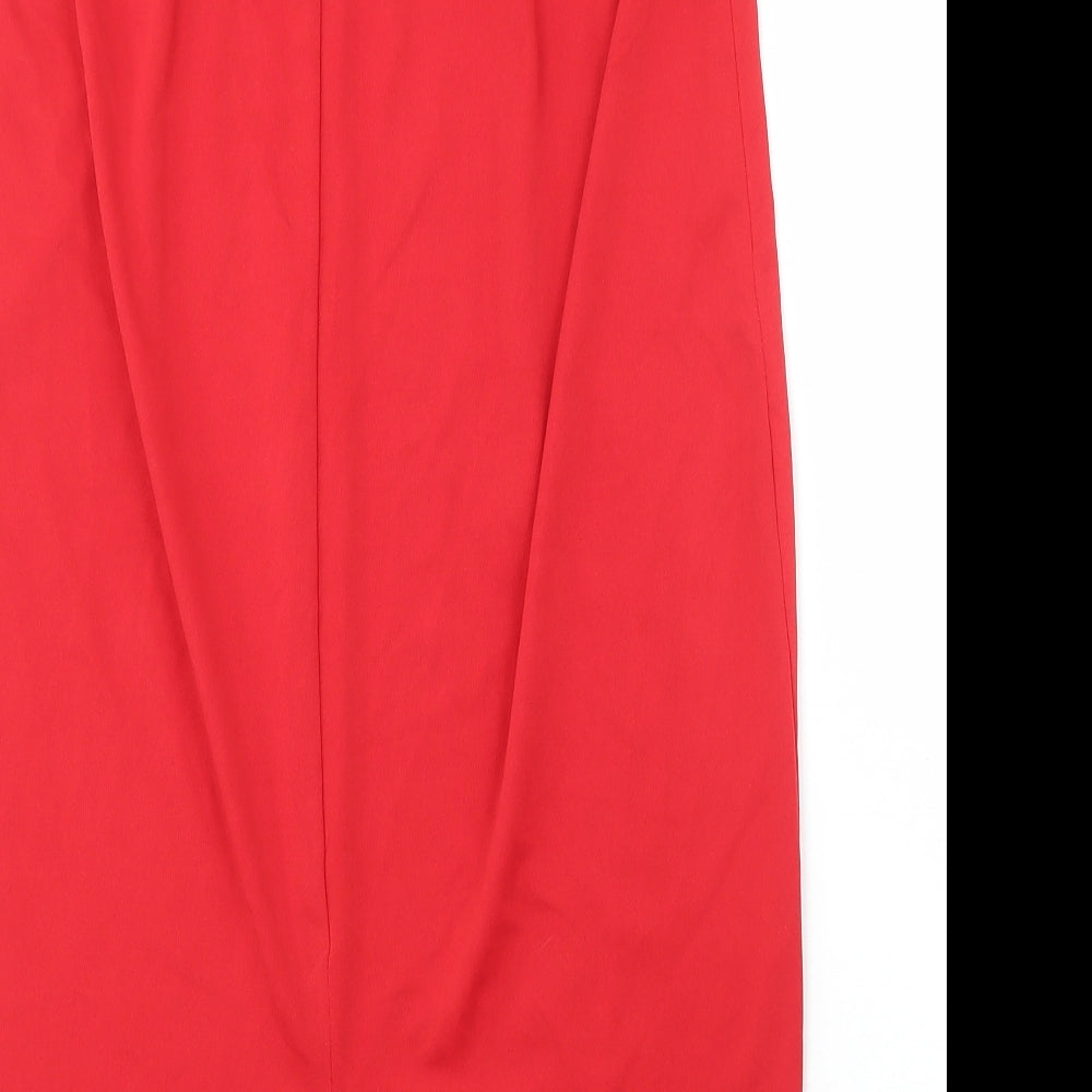 Preworn Womens Red Polyester Straight & Pencil Skirt Size L