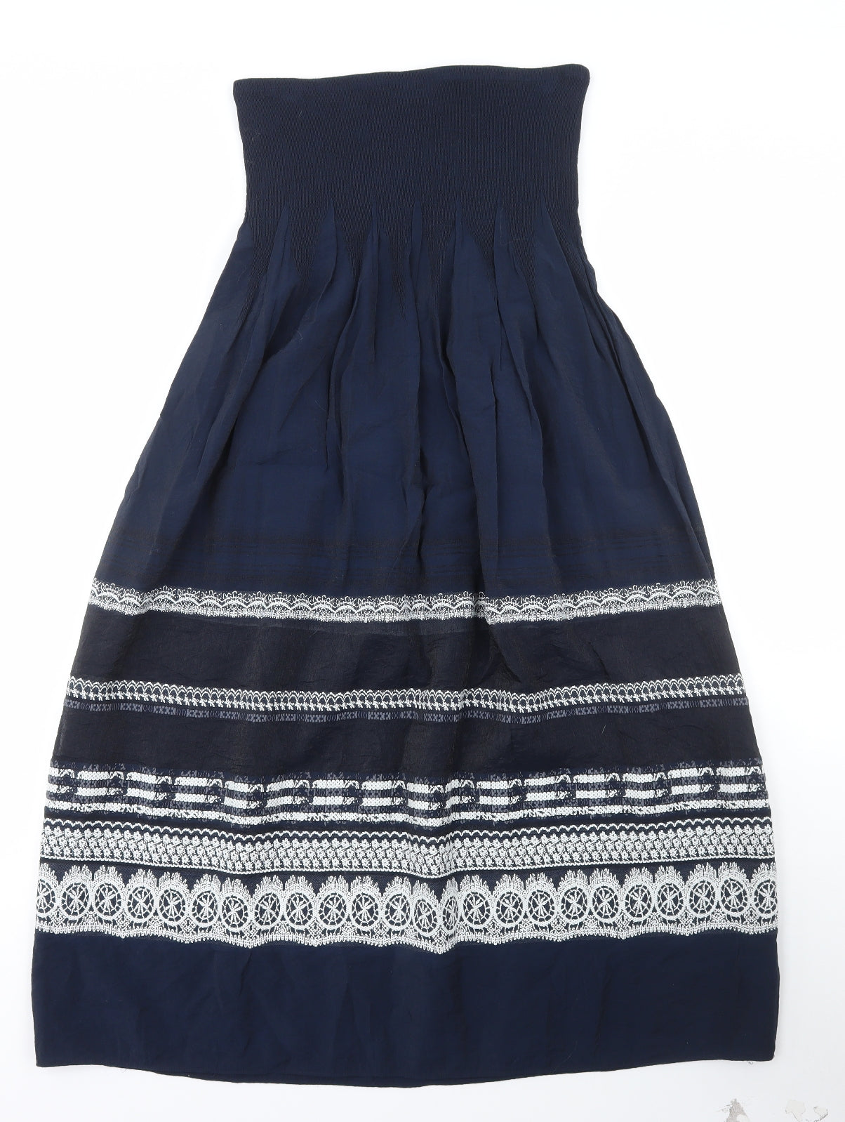 Max Studio Womens Blue Geometric Viscose Fit & Flare Size M Off the Shoulder
