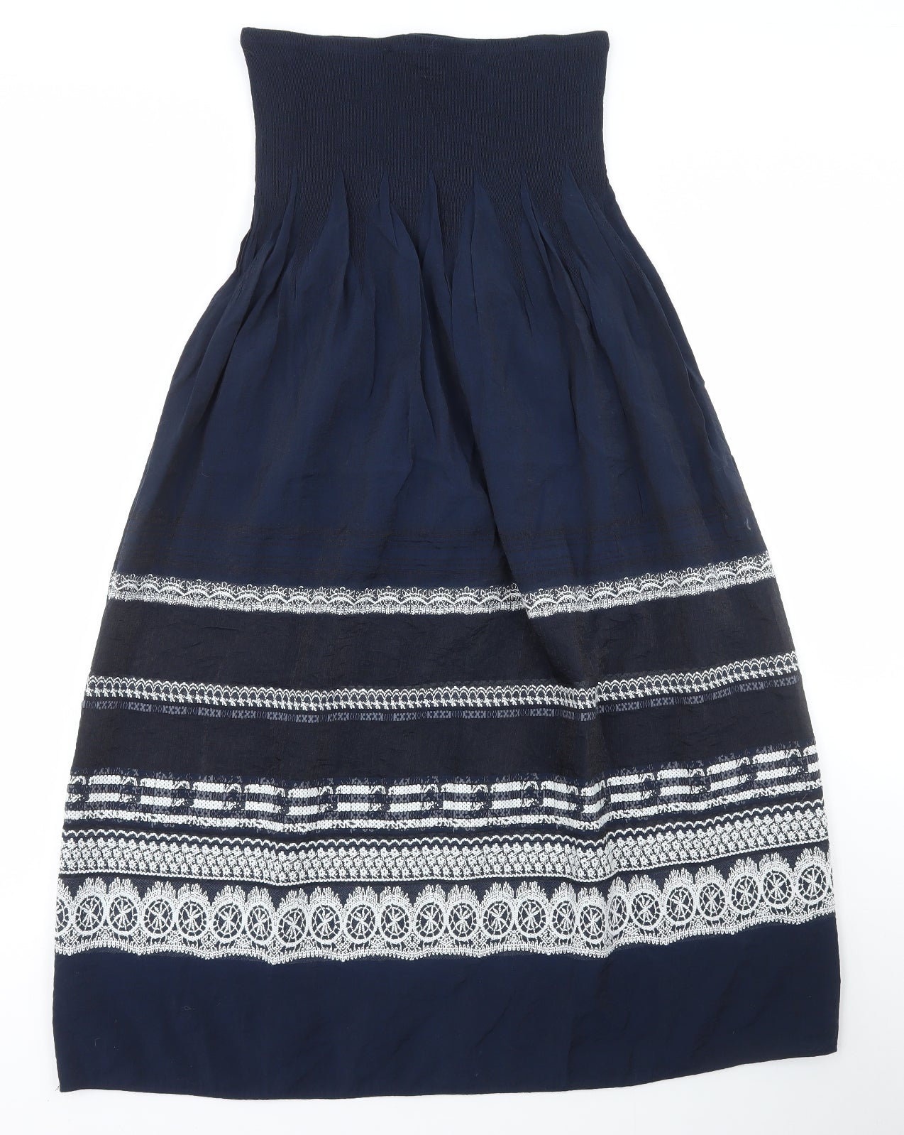 Max Studio Womens Blue Geometric Viscose Fit & Flare Size M Off the Shoulder