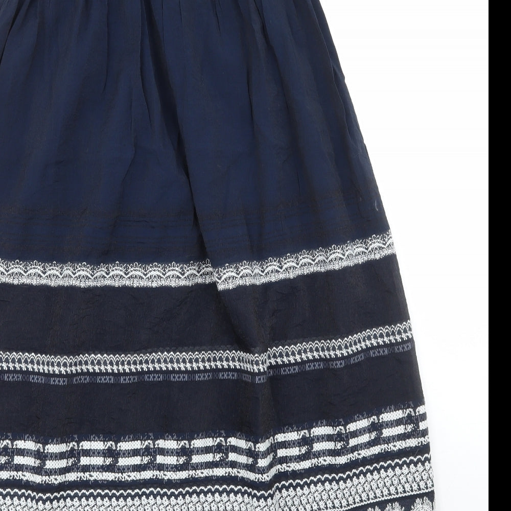 Max Studio Womens Blue Geometric Viscose Fit & Flare Size M Off the Shoulder