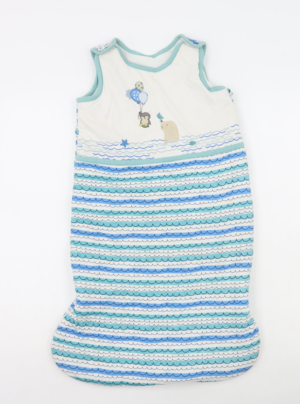 Tesco Baby Blue Cotton One Piece Size 3-6 Months - Balloon