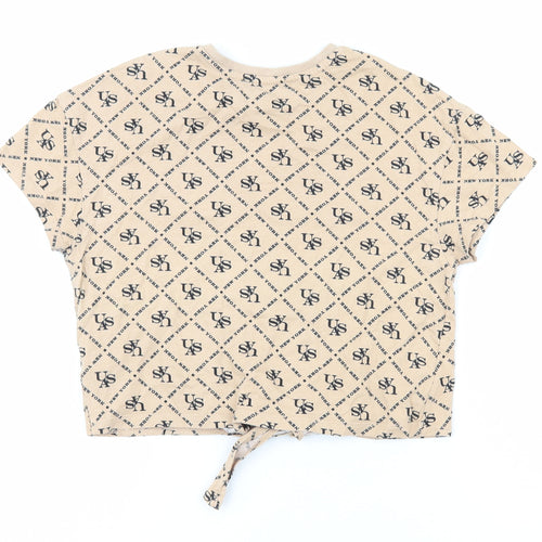 New Look Girls Brown Cotton Basic T-Shirt Size 10-11 Years Round Neck - New York