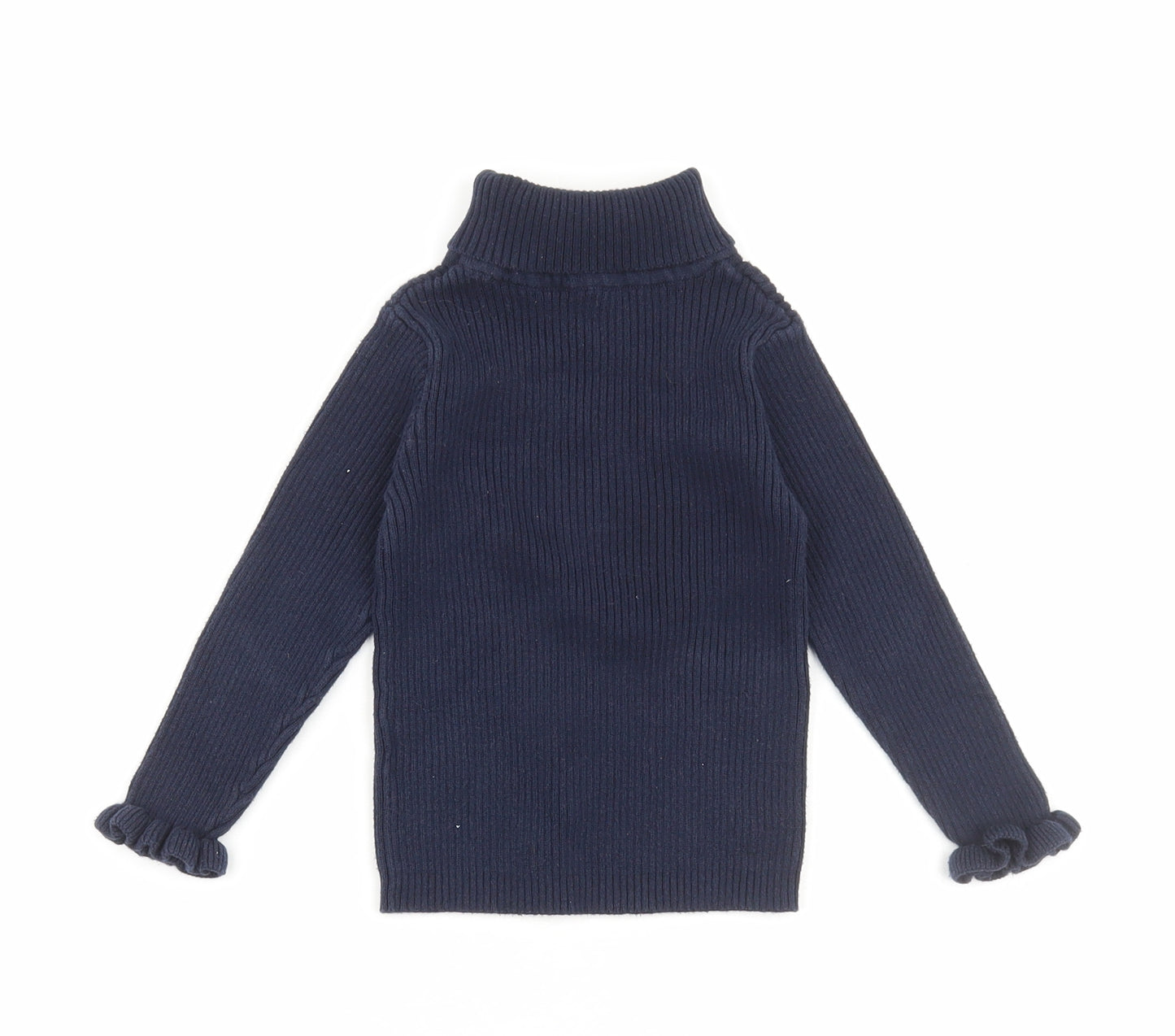 Matalan Girls Blue Roll Neck Cotton Pullover Jumper Size 2-3 Years
