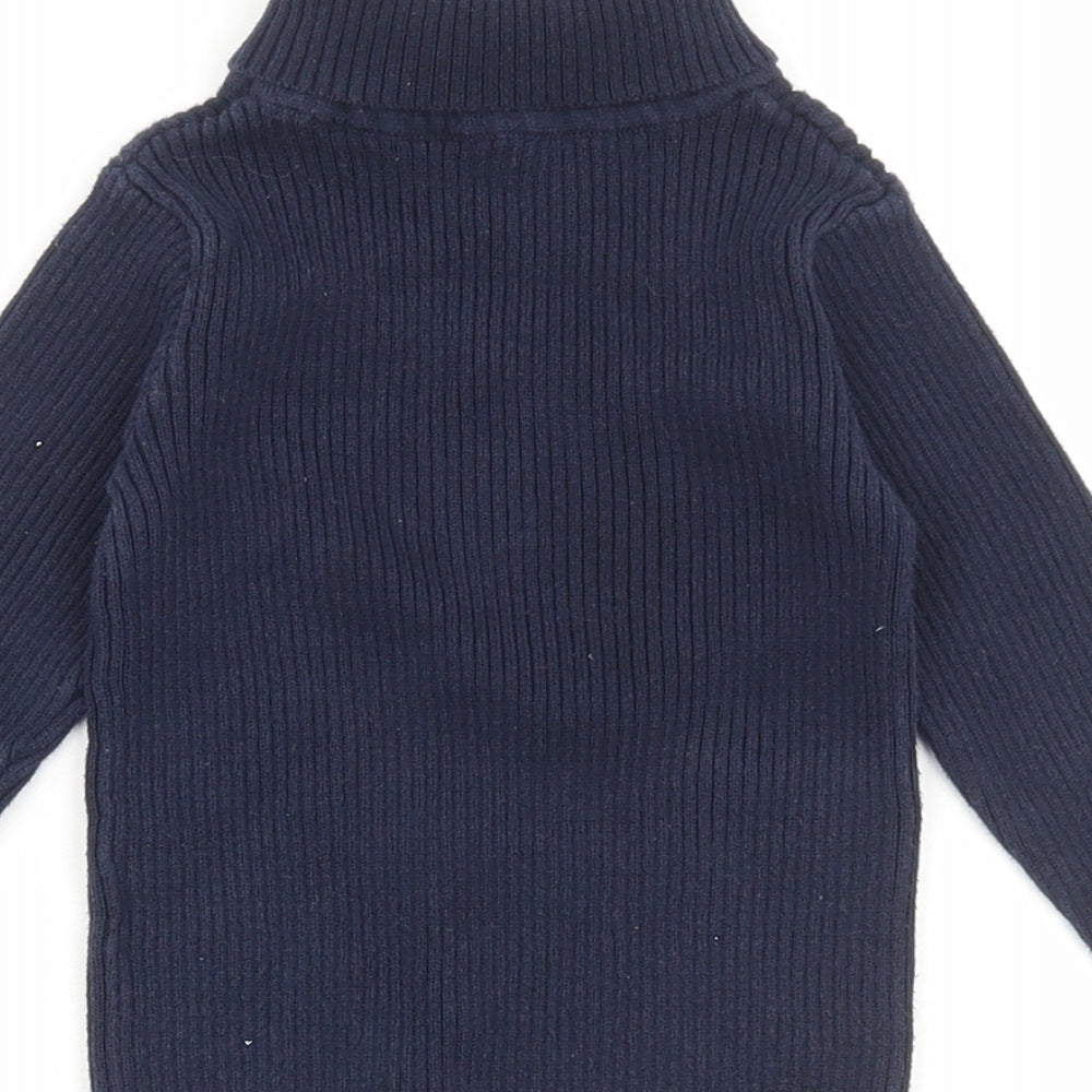 Matalan Girls Blue Roll Neck Cotton Pullover Jumper Size 2-3 Years
