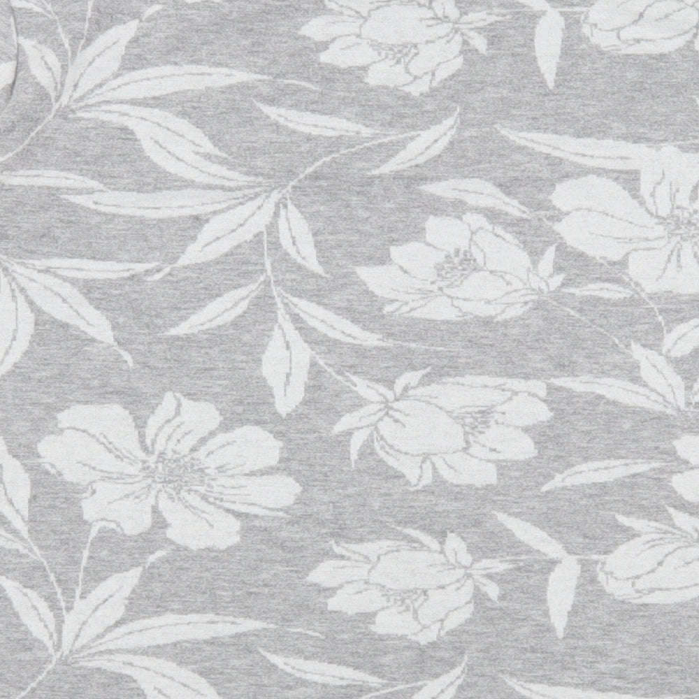 TU Womens Grey Floral Polyester Basic T-Shirt Size 16 Round Neck