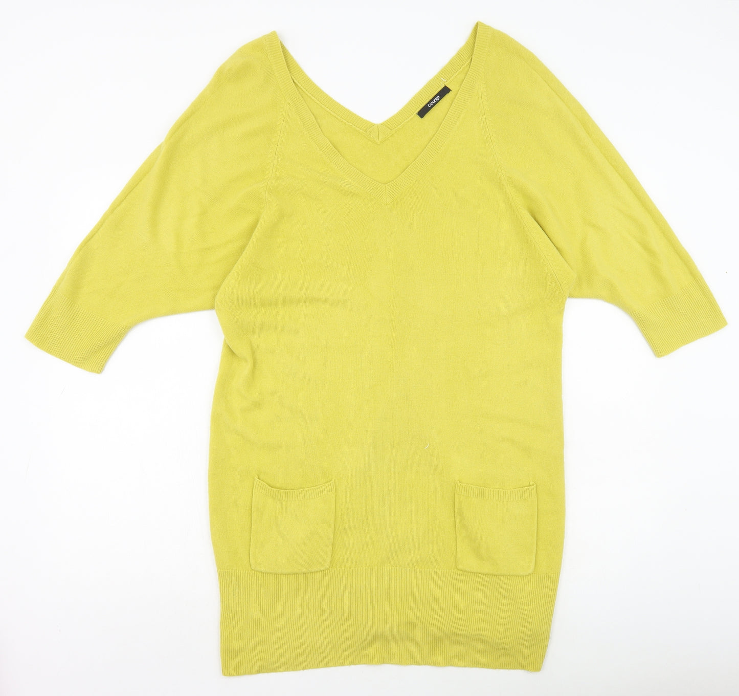 George Womens Yellow Acrylic Tunic T-Shirt Size 16 V-Neck