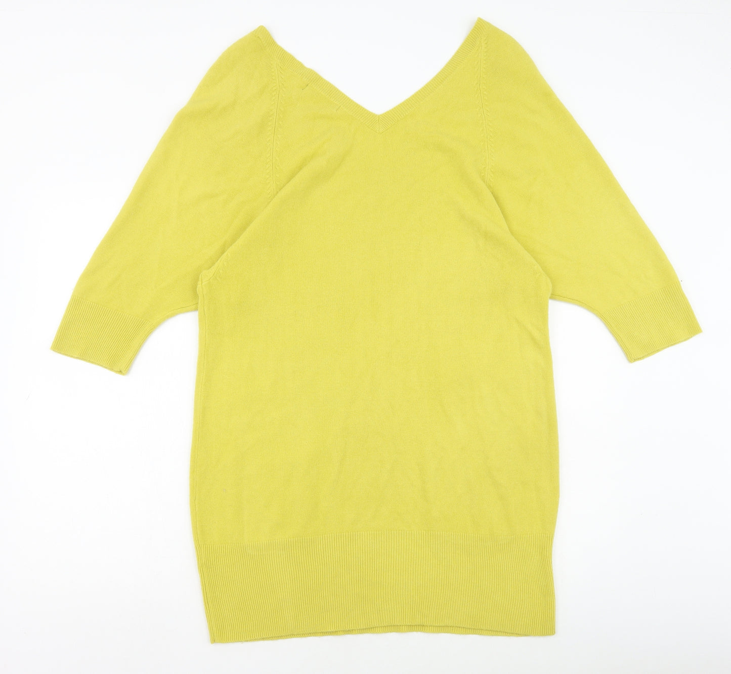 George Womens Yellow Acrylic Tunic T-Shirt Size 16 V-Neck