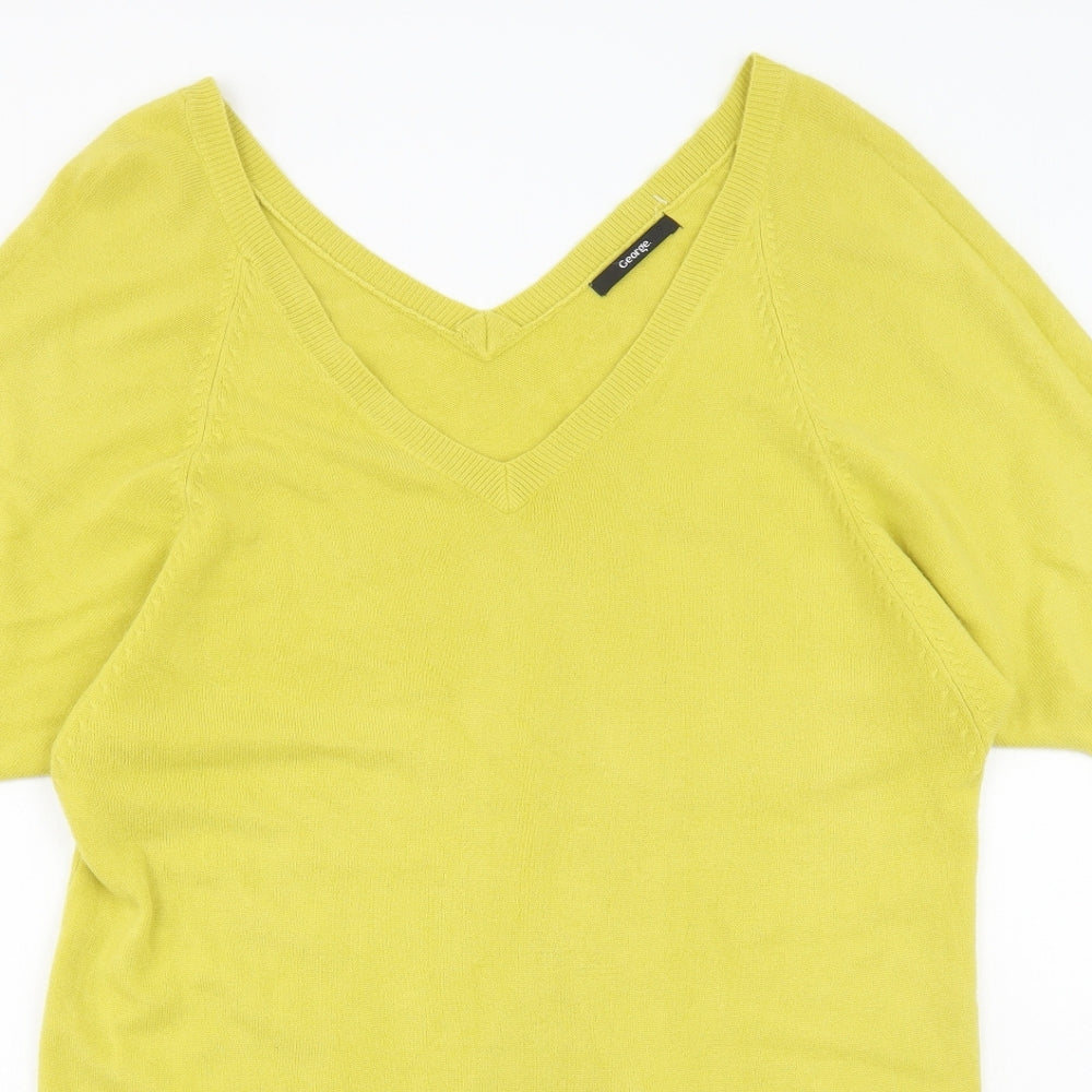 George Womens Yellow Acrylic Tunic T-Shirt Size 16 V-Neck
