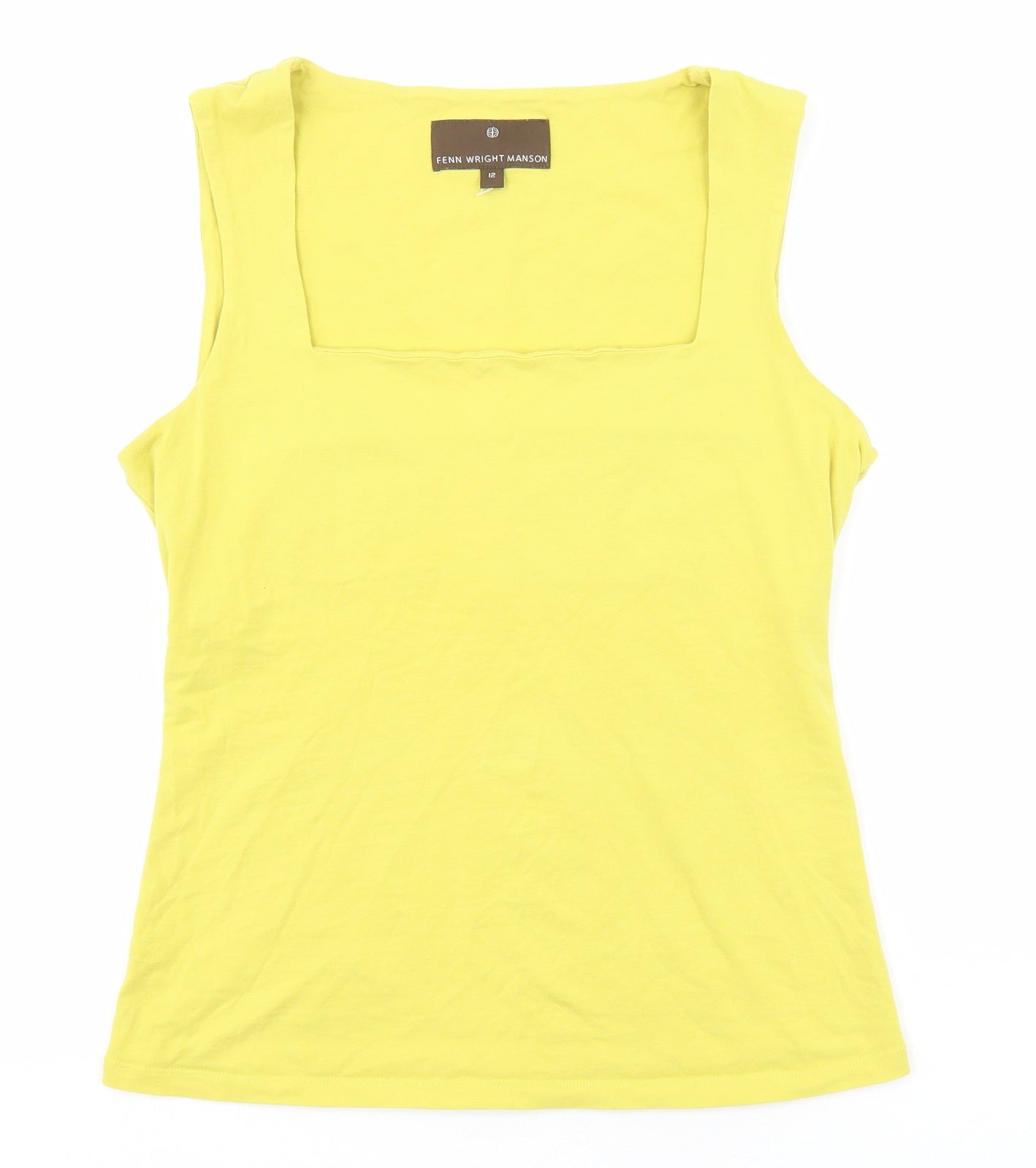 Fenn Wright Manson Womens Yellow Cotton Camisole T-Shirt Size 12 Square Neck