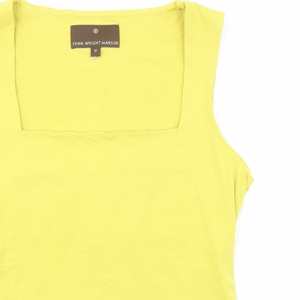 Fenn Wright Manson Womens Yellow Cotton Camisole T-Shirt Size 12 Square Neck