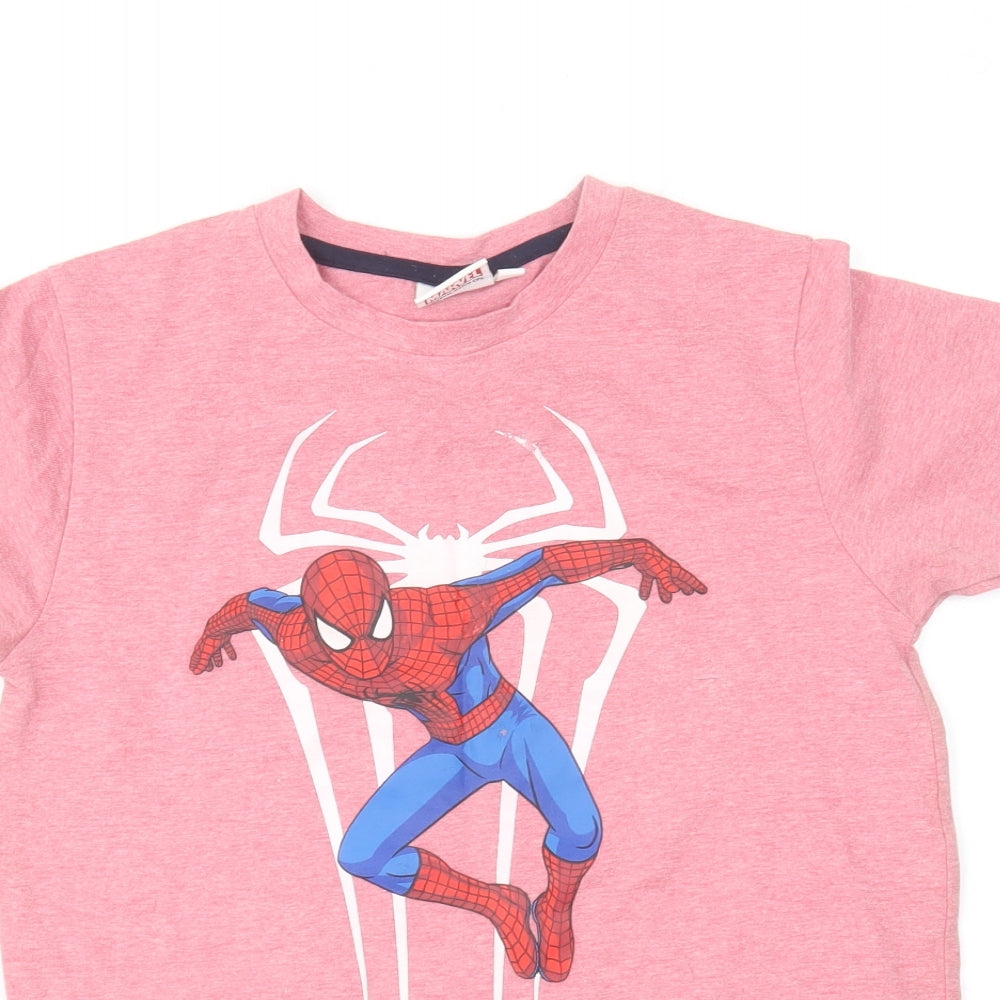 Marvel Boys Pink Cotton Basic T-Shirt Size 11-12 Years Round Neck - Spiderman