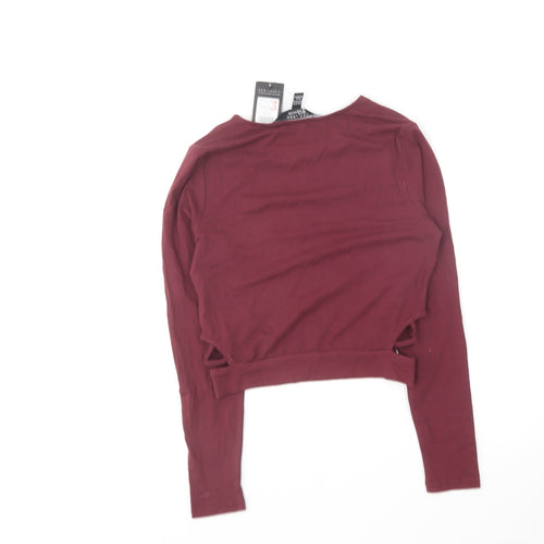 New Look Girls Purple Cotton Cropped T-Shirt Size 12-13 Years Round Neck