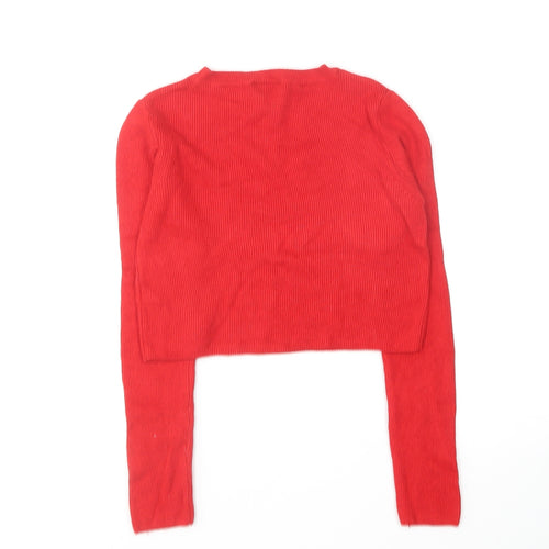 Topshop Womens Red Round Neck Viscose Pullover Jumper Size 8