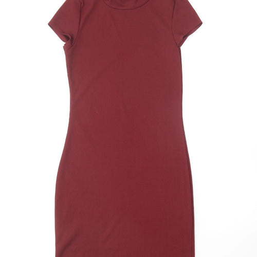 Boohoo Womens Purple Polyester Bodycon Size 8 Crew Neck