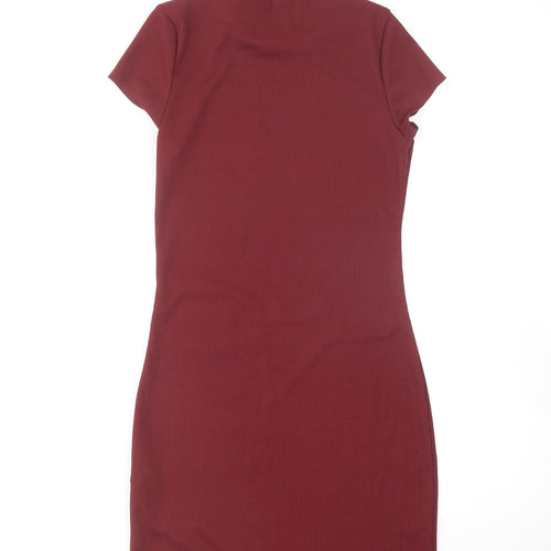 Boohoo Womens Purple Polyester Bodycon Size 8 Crew Neck