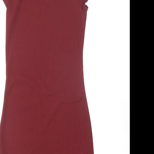 Boohoo Womens Purple Polyester Bodycon Size 8 Crew Neck