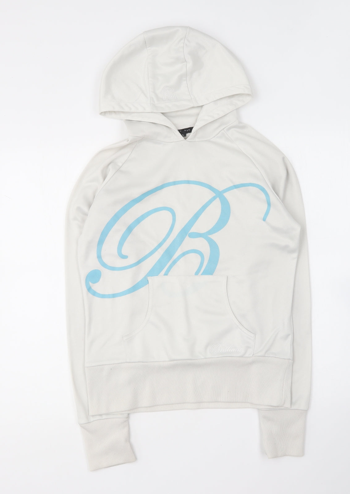 BikBok Mens White Polyester Pullover Hoodie Size L