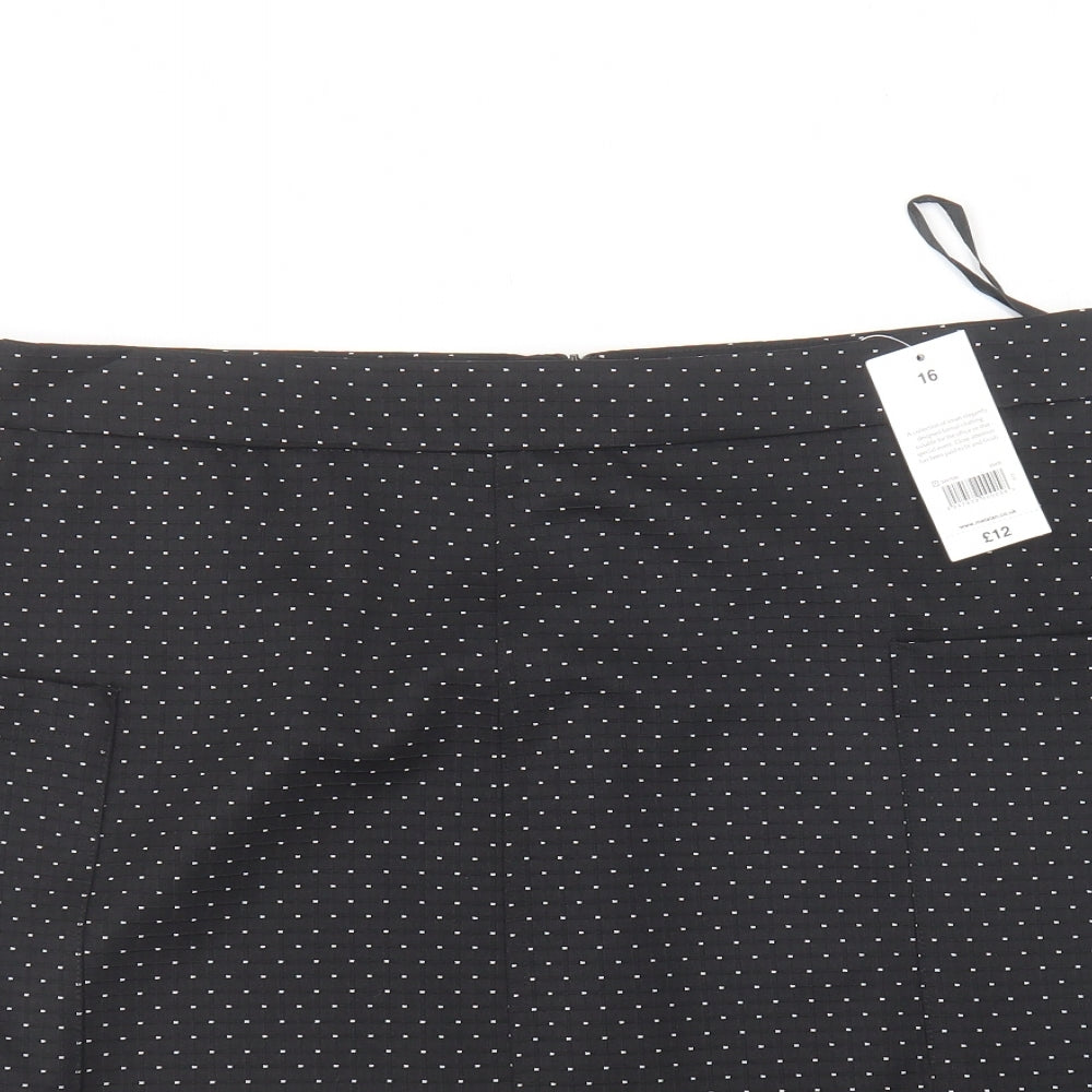 Matalan Womens Black Polka Dot Polyester Straight & Pencil Skirt Size 16
