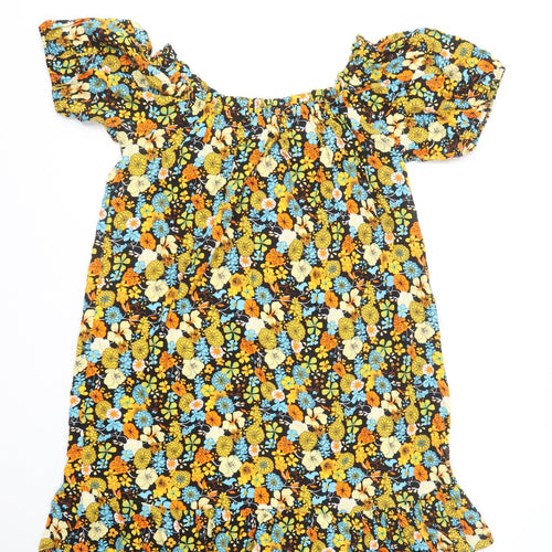 George Womens Multicoloured Floral Viscose Shift Size 16 Off the Shoulder