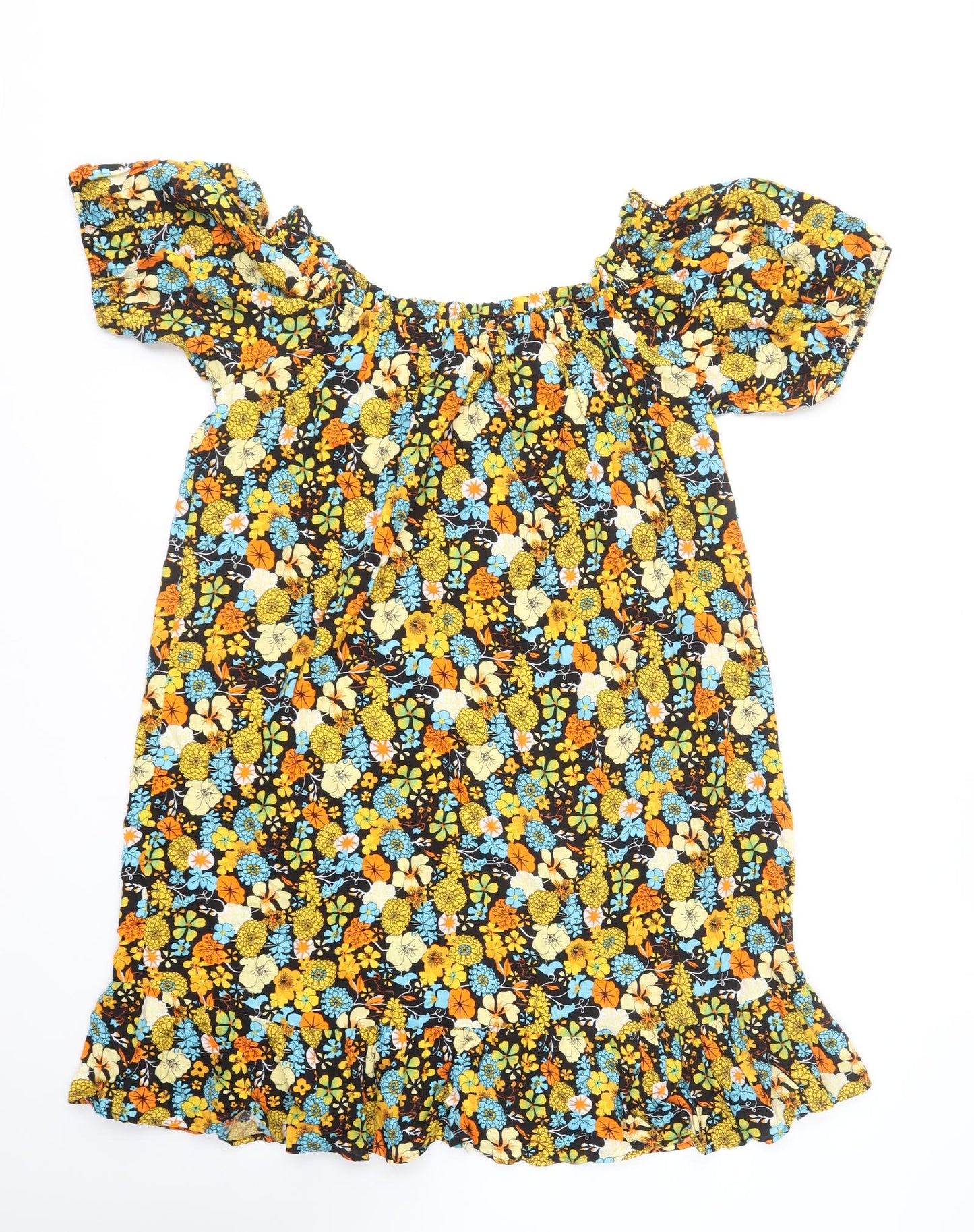 George Womens Multicoloured Floral Viscose Shift Size 16 Off the Shoulder
