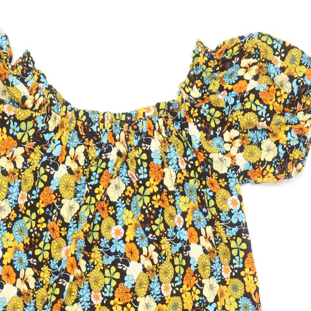 George Womens Multicoloured Floral Viscose Shift Size 16 Off the Shoulder