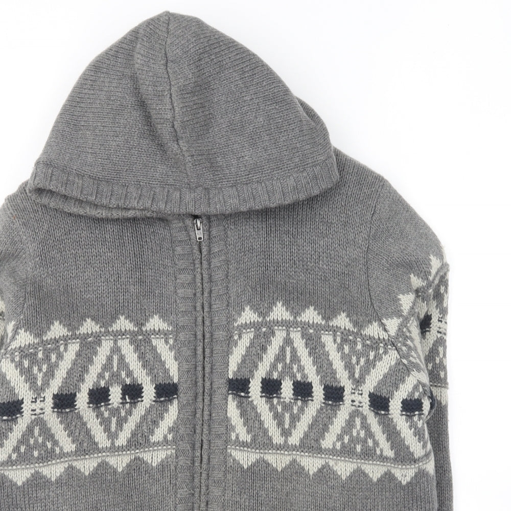 Marks and Spencer Mens Grey Acrylic Full Zip Hoodie Size L