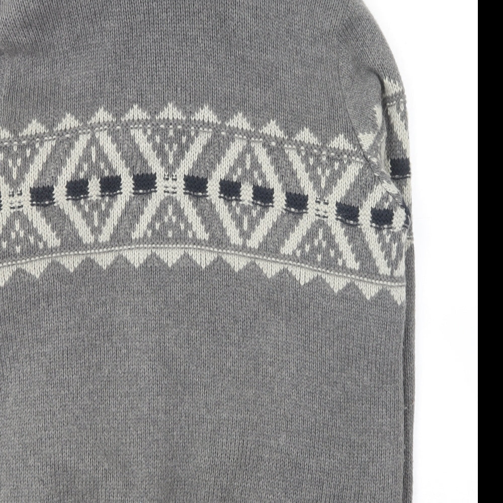 Marks and Spencer Mens Grey Acrylic Full Zip Hoodie Size L