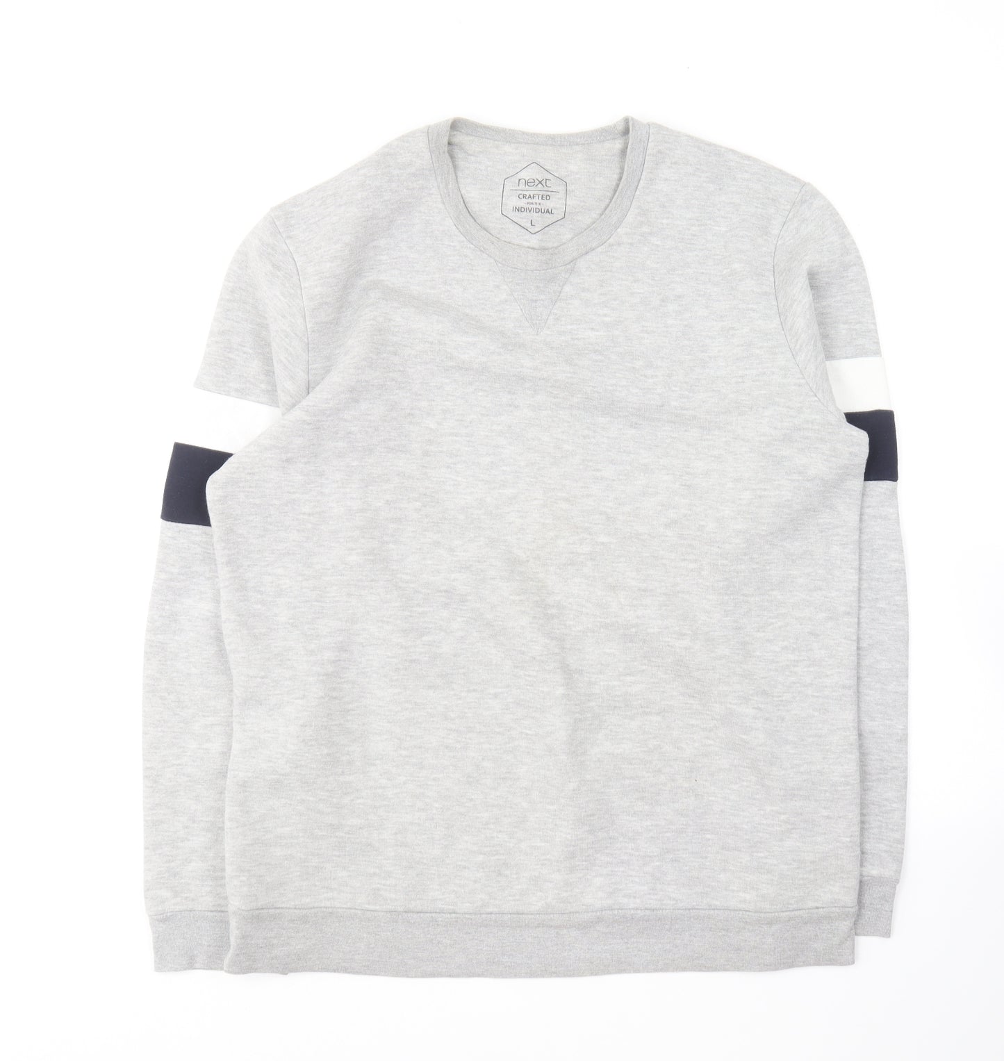 NEXT Mens Grey Round Neck Polyester Pullover Jumper Size L