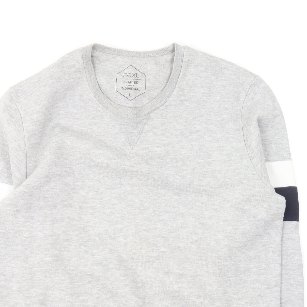 NEXT Mens Grey Round Neck Polyester Pullover Jumper Size L