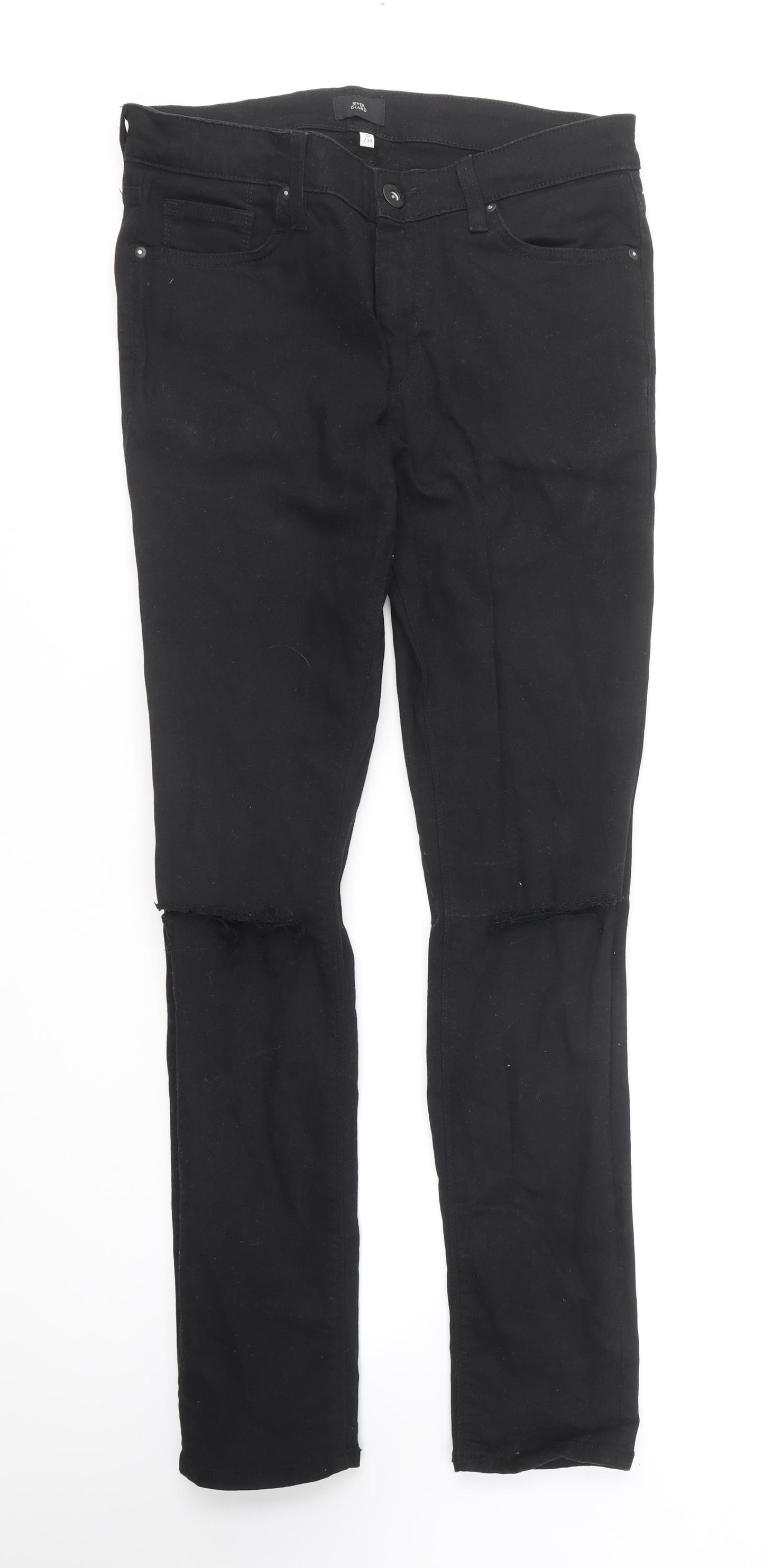 River Island Womens Black Cotton Straight Jeans Size 32 in L34 in Regular
