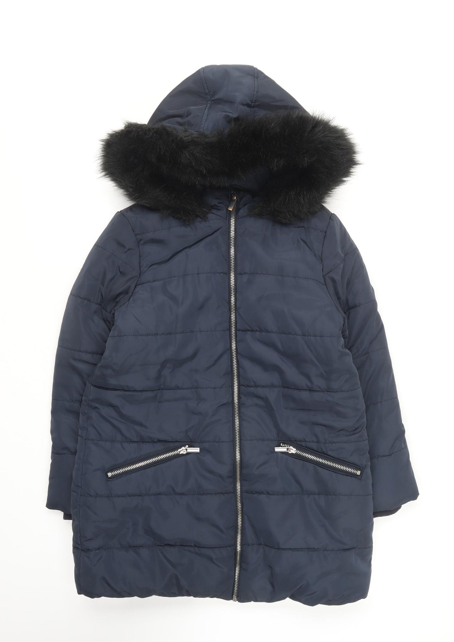 TU Girls Blue Parka Coat Size 9-10 Years
