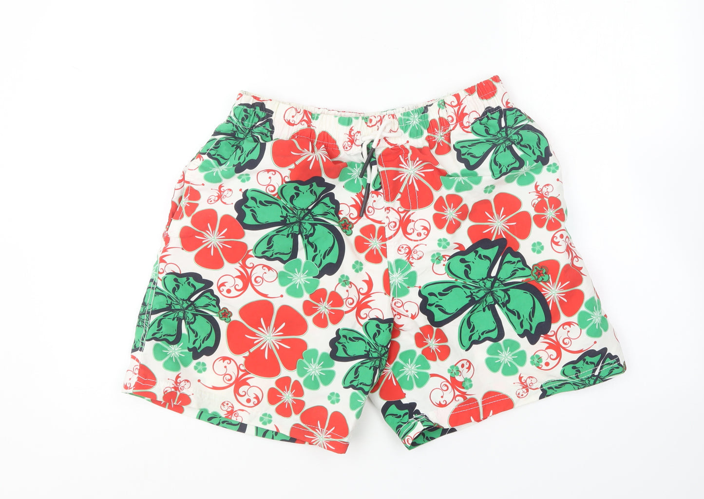Cedar Wood State Mens Multicoloured Floral Polyester Sweat Shorts Size M L7 in Regular - Swim Shorts