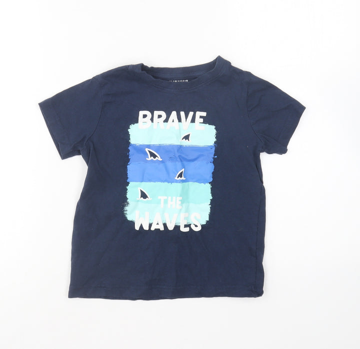 Primark Boys Blue Cotton Basic T-Shirt Size 3-4 Years Round Neck - Brave the Waves